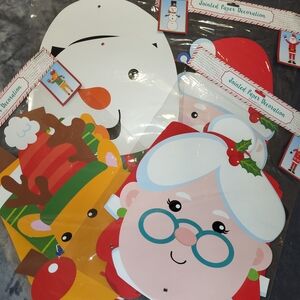 Teachers!! Holiday Paper Decorations Set - Santa and Friends. Lot Of 4